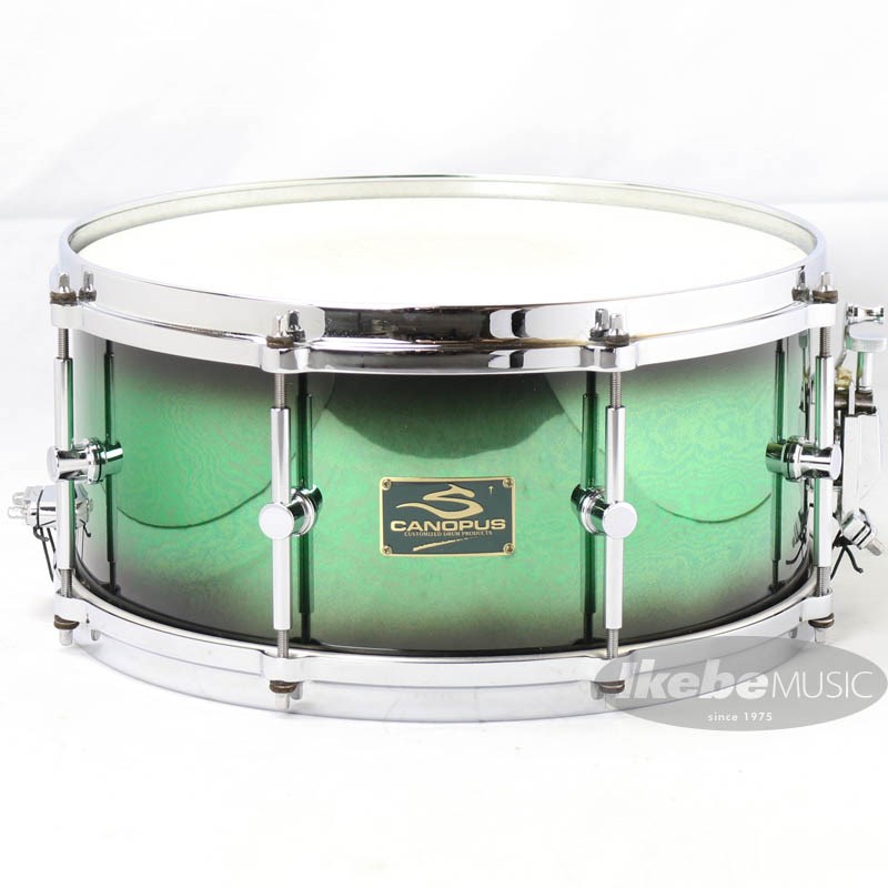 CANOPUS 2nd Line Color Steel Snare Drum 14×6.5 Green Burst S-1465 GBの画像